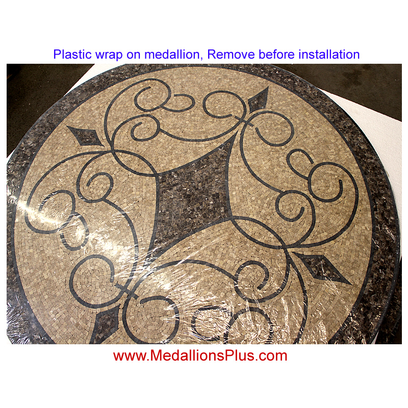 Iron Works II, 60" Honed Mosaic Floor Medallion